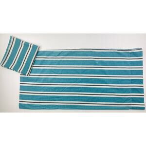 2 Westpoint Stevens King Teal Green & white Striped pillowcase Vintage 80s Black